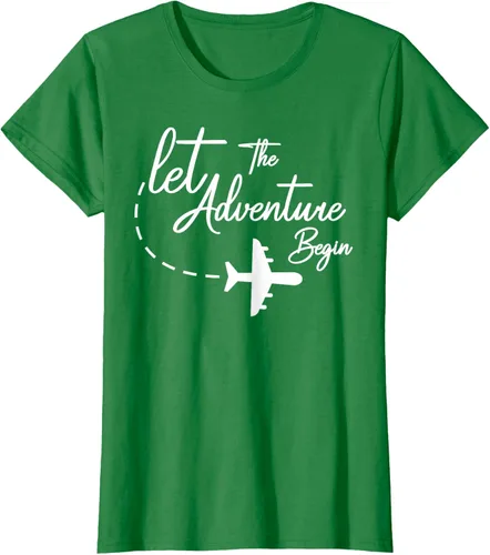 Vista 32 de Let The Adventure Begin - Camiseta inspiradora en modo de viaje en avión, Negro, S