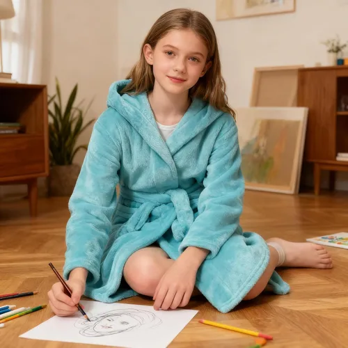Vista 168 de E.W Apparel Bata de baño de forro polar con capucha para niños, bata suave y mullida para niños pequeños