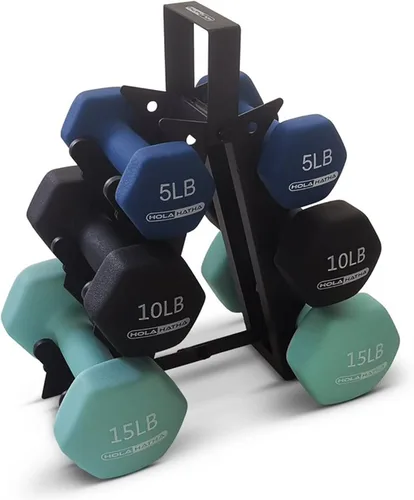 Vista 29 de HolaHatha 1, 2 and 3 lb Neoprene Dumbbell Strength Training Weight Set with Rack