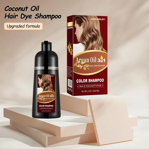 Vista 7 de Tinte para el cabello con aceite de argán negro, 16.9 onzas líquidas, champú de color semipermanente 3 en 1, fácil de usar (negro)