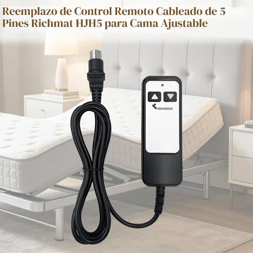 Vista 4 de Cama ajustable Richmat HJH5 2 Botón 5 Pin de reemplazo teledirigido con cable For Matt. Firm 50 Series Adjustable Bed & Leggett and Platt Bas-X CF