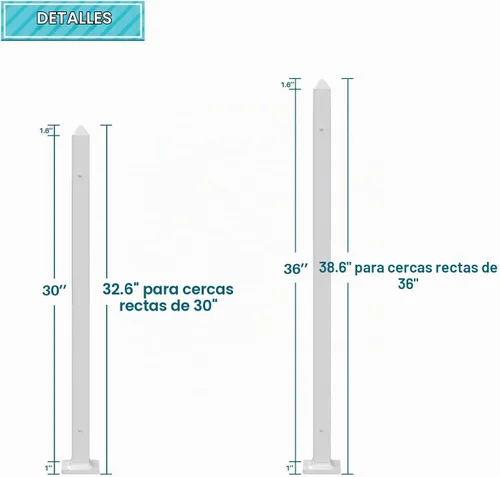 Vista 4 de COARBOR - Postes de PVC de 32.6 pulgadas de alto para valla decorativa de PVC, accesorios para patio, perros, barrera de animales, al aire libre