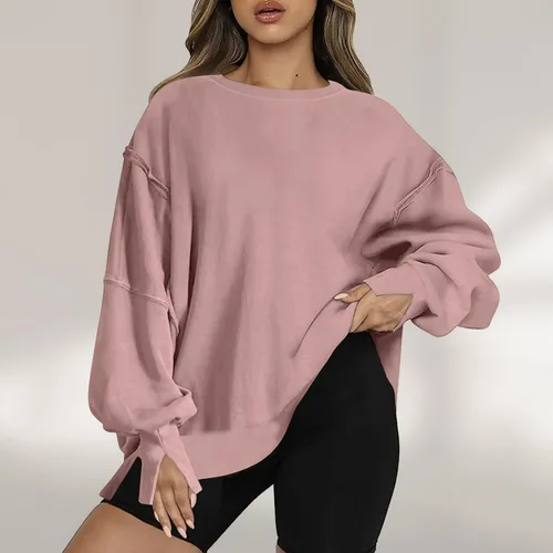 Vista 3 de Sudadera de gran tamaño para mujer, sudaderas de cuello redondo, sudaderas con capucha para otoño, ropa de invierno Y2K a la moda para adolescentes