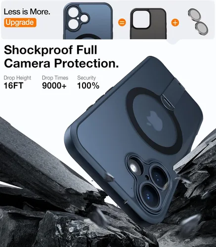 Vista 5 de TORRAS Funda magnética con soporte de 360° para iPhone 16, protección completa de la cámara, compatible con MagSafe, protección contra caídas