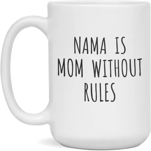 Vista 3 de Taza de café Nama is Mom Without Rules, regalo de Nama, 11 onzas, color blanco