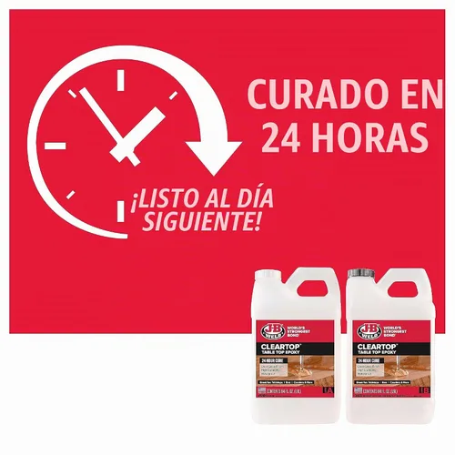 Vista 3 de J-B Weld Resina epoxi de mesa, kit de 1 galón, curado las 24 horas, es transparente, resistente a los arañazos y al agua