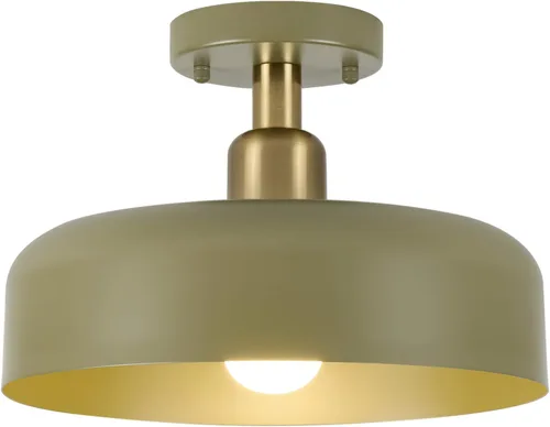 Vista 10 de BISAMIYA Moderna lámpara de techo semiempotrada, acento de latón y pantalla de metal de 12.6 pulgadas, para cocina, pasillo, entrada, despensa