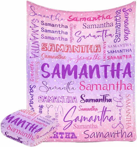 Vista 12 de Manta personalizada con nombre con fuente diferente y colorida para niños, mujeres y hombres, divertida decoración personalizada para el hogar, cama