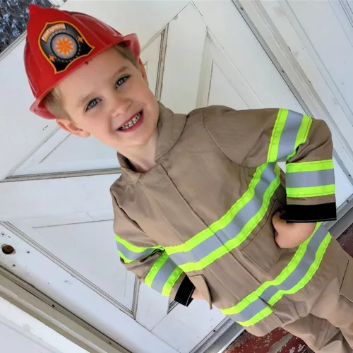 Vista 4 de Totalmente involucrado costura bombero personalizado bronceado chaqueta niño