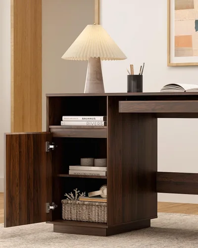 Vista 6 de Escritorio ejecutivo grande de 59 pulgadas con cajón de archivos, escritorio para computadora de granja, escritorio de oficina en casa con estación