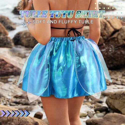 Vista 7 de TWINKLEDE Falda tutú de arco iris para mujer, disfraz de hada, tutú de elfo, falda tutú de fiesta para adolescentes y niñas