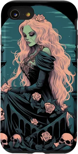 Vista 18 de Funda para iPhone 16 Gothic Girl Pastel Goth Wiccan Pagan Anime Nu Goth Grunge