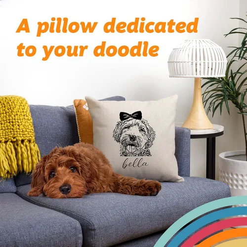 Vista 2 de Pattern Pop - Almohada personalizada con arco y garabatos - Funda de almohada - Almohada decorativa para perro - Funda de almohada cuadrada de 18 x