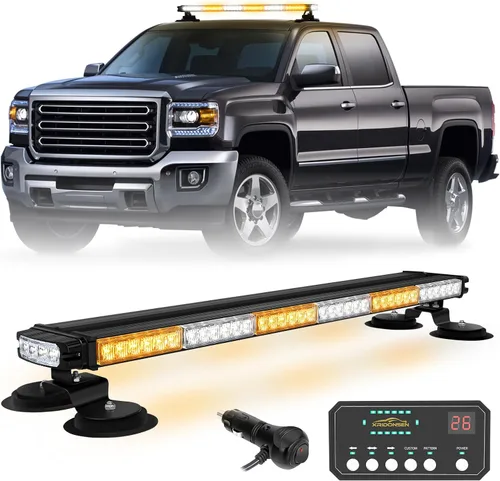 Vista 8 de XRIDONSEN 28.4 "80 LED techo barra de luz estroboscópica luces magnéticas Ámbar/Verde