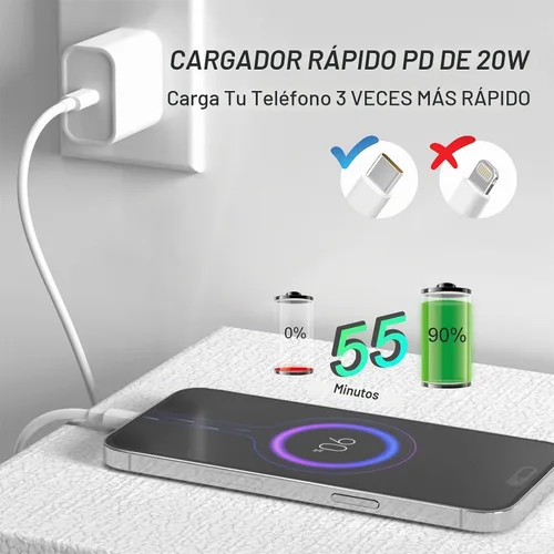 Vista 2 de Cargador para iPhone, paquete de 2 bloques de carga rápida USB C de 20 W con 2 cables USB-C a C de 6 pies para iPhone 17 16 15 Plus/Pro/Pro Max/iPad