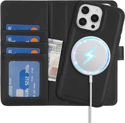 Vista 24 de Havaya Magsafe - Funda para iPhone 11 Pro Max, compatible con 2 en 1, desmontable con tarjetero de piel sintética, ranuras para tarjetas de crédito