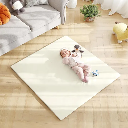 Vista 8 de Alfombra de juego para bebés de 48 x 48 pulgadas, gruesa, antideslizante, para bebés y niños pequeños. Plegable, fregable, inodoro y suave, ideal