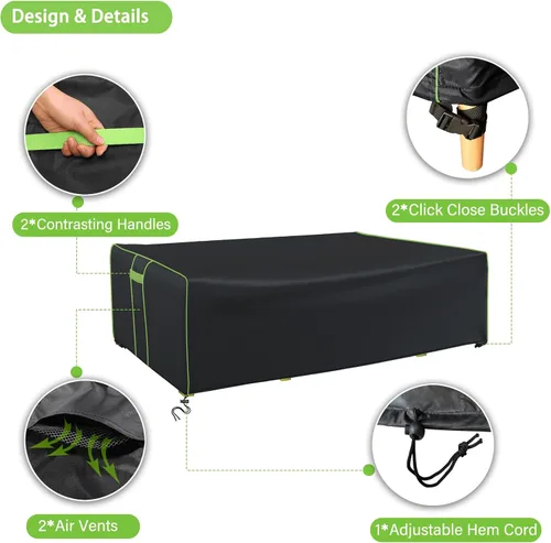Vista 4 de Fundas impermeables para muebles de patio, resistentes 600D, fundas para muebles de exterior para sofá seccional exterior, resistente al desgarro