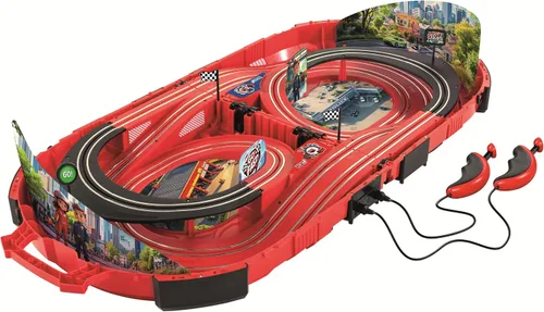 Vista 2 de Carrera Speed Arena Police Chase - Pista de carreras de coches con ranura portátil. Incluye 2 coches - Juego de carreras de juguete con batería