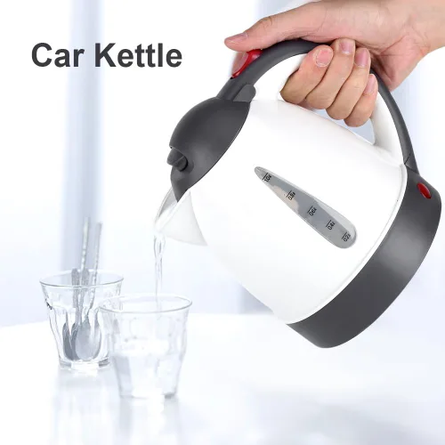 Vista 9 de Fdit Hervidor eléctrico portátil para automóvil, viaje por carretera, encendedor de cigarrillos DC12V/24V agua calentada, té, café, caldera, apagado