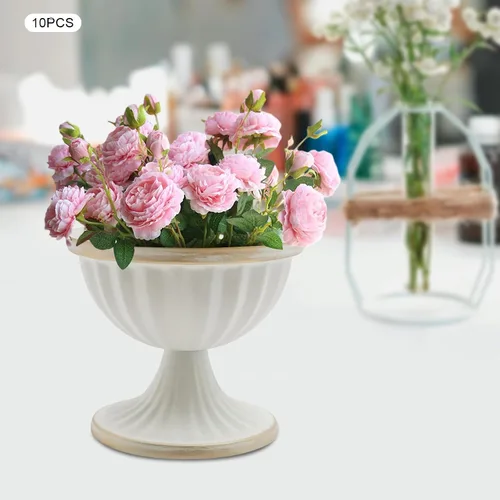Vista 2 de Mini macetas blancas para arreglos florales, 10 piezas para centro de mesa, mesa de boda de 3.7 pulgadas, florero de urna, decoración de maceta