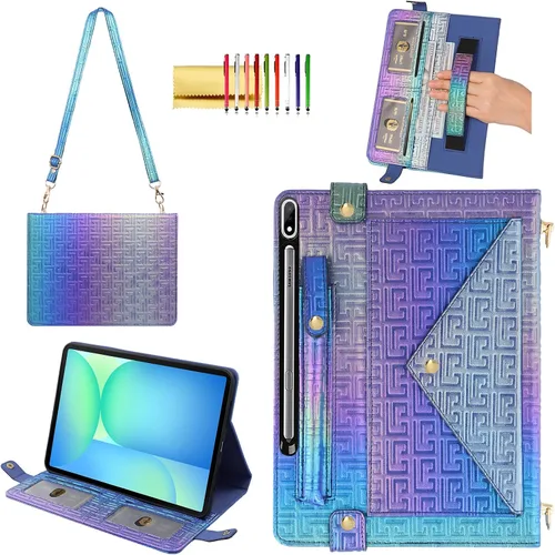 Vista 62 de Bolso Funda para Samsung Galaxy Tab S10 FE/S9 FE 10.9"/S9/S8/S7 11", Techcircle Folio con Soporte Cruzado, Billetera con Ranura para Lápiz S Pen
