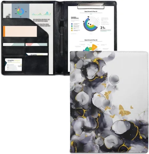 Vista 34 de Flashideas Organizador de padfolio de flores azules y rosadas, carpeta de negocios, carpeta de negocios, organizador de documentos para entrevista
