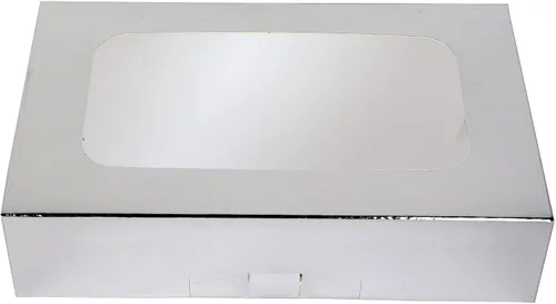 Vista 2 de O'CREME Caja rectangular para tartas de ventana de 8.5 x 5.5 x 2 pulgadas de alto, 5 piezas plateadas..