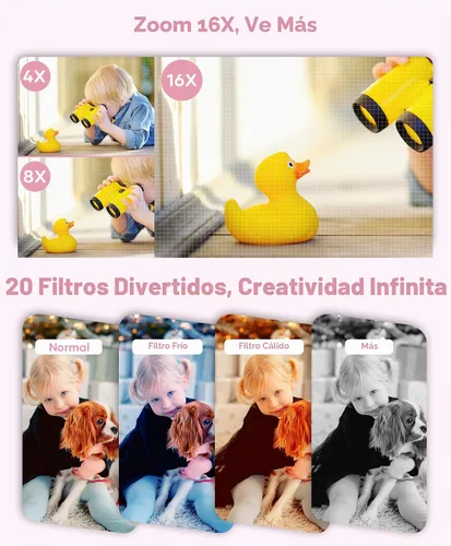 Vista 6 de WONNIE Cámara digital de 56 MP, FHD 1080P para apuntar y disparar con tarjeta SD de 32 GB, 2 baterías y cordón, ideal para niños y adolescentes