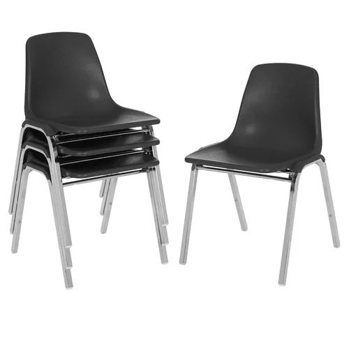 Vista 5 de OEF Furnishings OEF8110/2 Silla apilable de polipropileno de grado comercial (negro, paquete de 2)