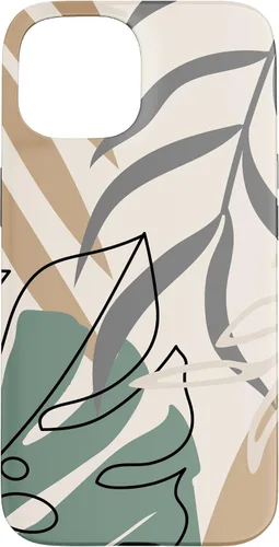 Vista 6 de Funda abstracta minimalista exótica para iPhone 16 Tropical Botanical Beige Brown