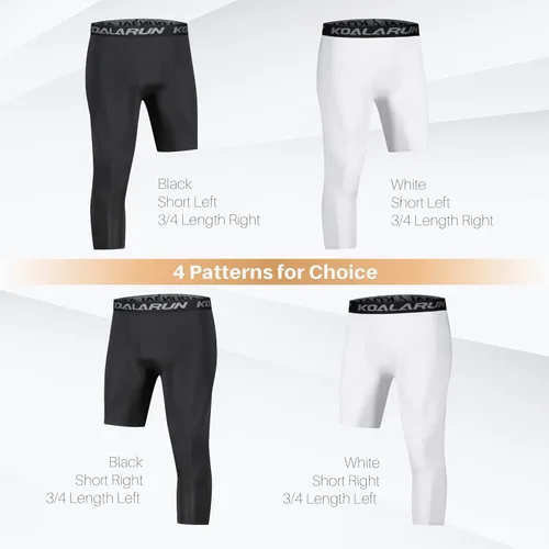 Vista 5 de Mallas de compresión de una pierna para baloncesto para hombre, 3/4, capri deportivos, pantalones de entrenamiento atlético, capas base