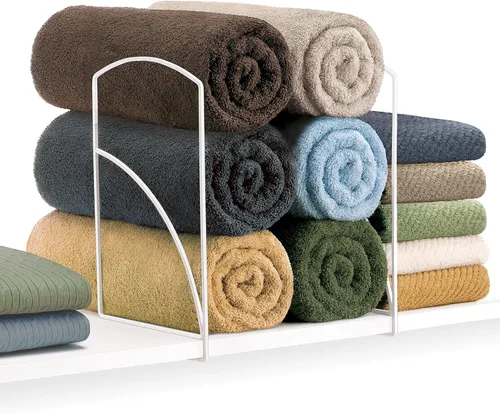 Vista 3 de LYNK Professional® Home™ - Separadores de estantes blancos altos, organizadores y almacenamiento de ropa de cama, almacenamiento de lino