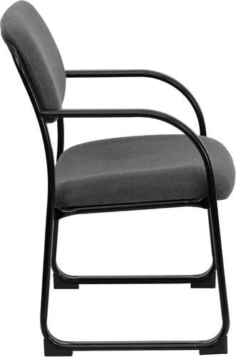 Vista 7 de Flash Furniture Silla de recepción lateral ejecutiva de tela gris Richie con base de trineo
