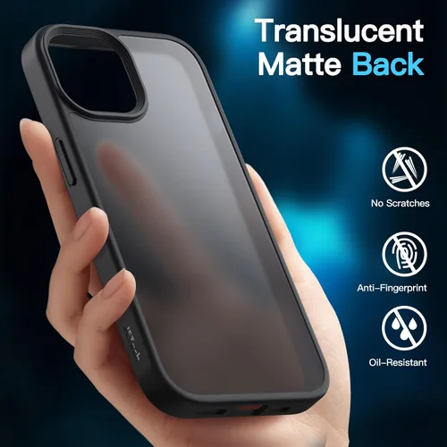 Vista 9 de JETech Funda mate 3 en 1 para iPhone 15, color negro