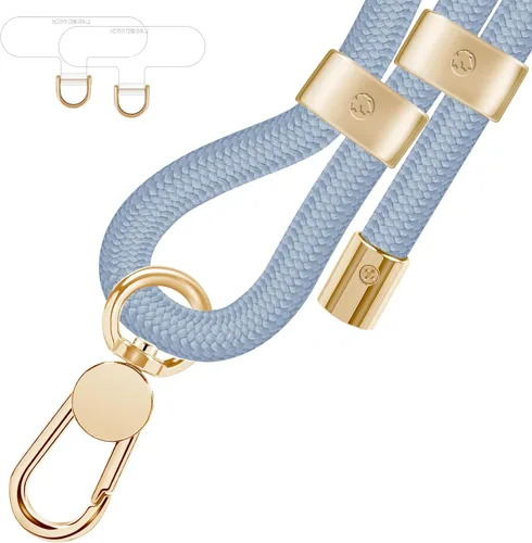 Vista 14 de UKON Cordón para teléfono celular, cordón bandolera y correa de muñeca, hebilla de metal premium con dijes para teléfono con 2 parches de correa
