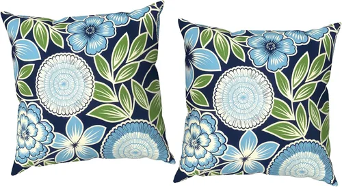 Vista 75 de Juego de 2 fundas cuadradas de 16 x 16 pulgadas para cojín de exteriores, fundas decorativas modernas para cojín de respaldo para muebles de patio