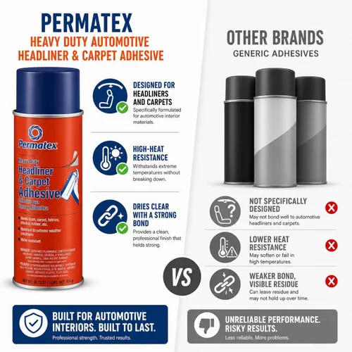 Vista 5 de Permatex 27828 Body Shop - Adhesivo de techo resistente, adhesivo en aerosol de alta resistencia, reparación de piezas interiores desprendidas