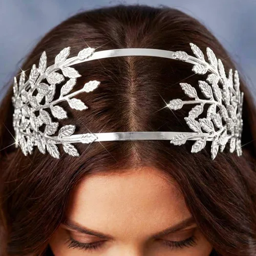 Vista 10 de Brishow Diadema de corona de hoja dorada, diosa griega, diadema de laurel para mujer Dorado