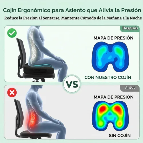 Vista 6 de Cojín de asiento de gel para asiento largo de cadera para asiento de coche de oficina