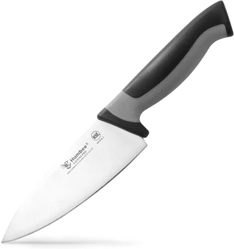 Vista 23 de Cuchillo de chef de 6 pulgadas, hoja de acero inoxidable de alto carbono certificada NSF – Mango ergonómico codificado por colores, cuchillo de Negro