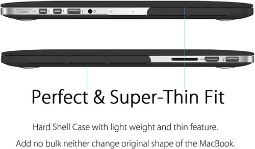 Vista 6 de UESWILL Funda rígida mate 3 en 1 compatible con MacBook Pro (Retina, 13 pulgadas, finales de 2012/2013/2014/principios de 2015), modelo A1425 / Negro