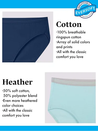 Vista 4 de Fruit of the Loom Eversoft Calzones de algodón para mujer sin etiquetas transpirables