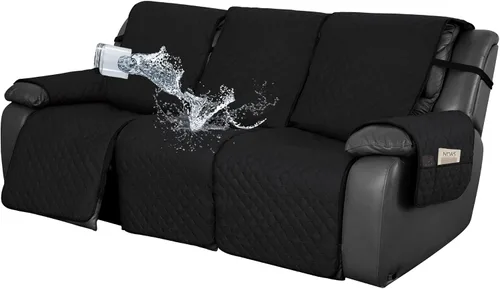 Vista 24 de Easy-Going Funda impermeable para sofá biplaza reclinable con bolsillo, funda de sofá reversible de 1 pieza para sillón reclinable de 2 asientos