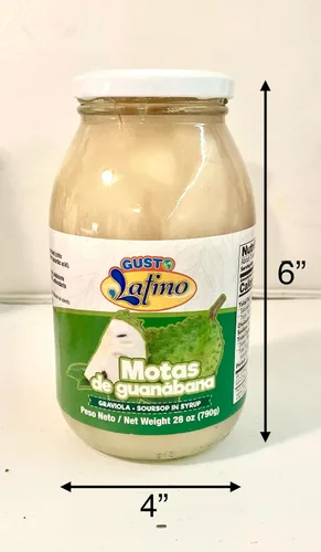 Vista 5 de MOTAS de Guanabana en almibar 28 onzas / 27.87 oz Importada de Colombia - Guanábana Graviola en almíbar