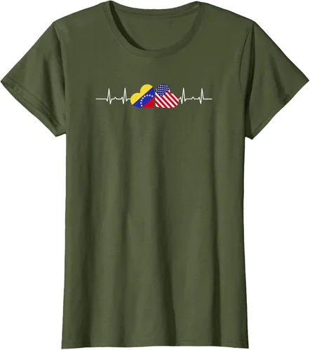 Vista 8 de Camiseta Venezuela American Heartbeat para mujer, Negro, S