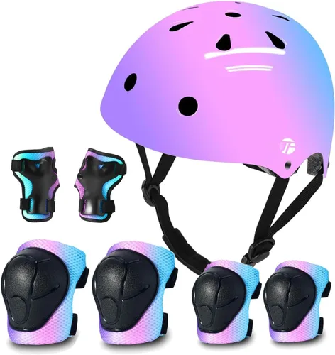 Vista 18 de Casco de bicicleta ajustable con gradiente de color para niños pequeños de 3-5-8-14+ años, niñas y niños. Casco para monopatín y bicicleta