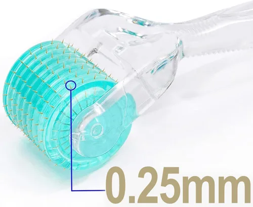 Vista 2 de Derma Roller REAL Needles - 192 - Rodillo de microagujas de titanio de 0.010 in para cara, incluye estuche de almacenamiento