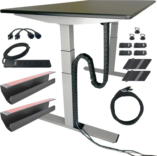 Vista 6 de PivyCord-Vez Solución de Gestión de Cables de Canal de Cadena Flexible para Escritorios de Altura Variable de Sentado-Parado, Canal de Cables Negro