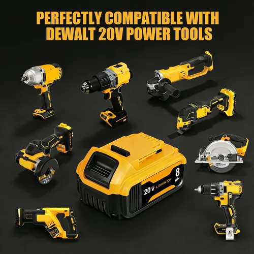 Vista 10 de Paquete de 4 baterías de repuesto de 8.0Ah para batería Dewalt de 20 V Max, compatible con DCB206 DCB200 DCB201 DCB204 2-Amarillo